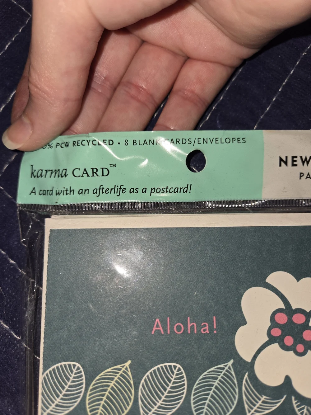 Karma Cards Aloha! Teal Floral Cards with Envelopes - Pack of 8 NEW